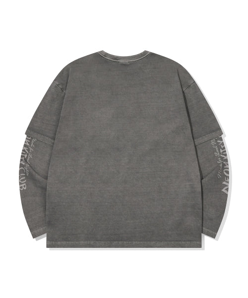 STAR CAT LAYERED PIGMENT LONG SLEEVE - 2 COLORS DARK GREY