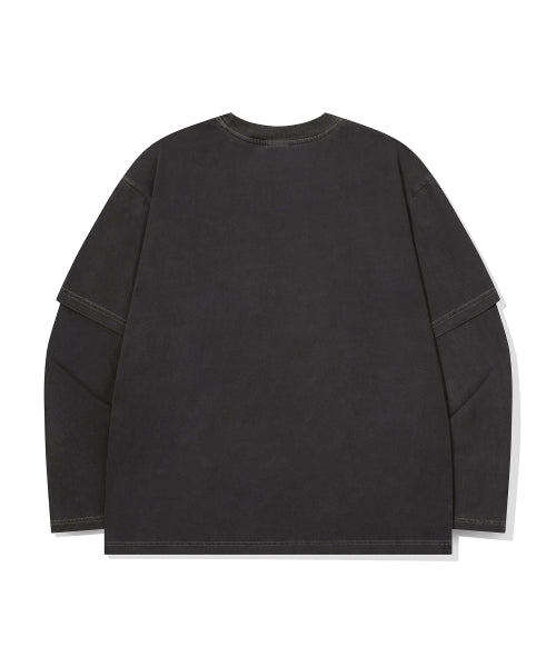 UNI STAR LAYERED PIGMENT LONG SLEEVE - 2 COLORS BLACK