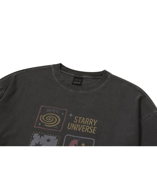 UNI STAR LAYERED PIGMENT LONG SLEEVE - 2 COLORS BLACK
