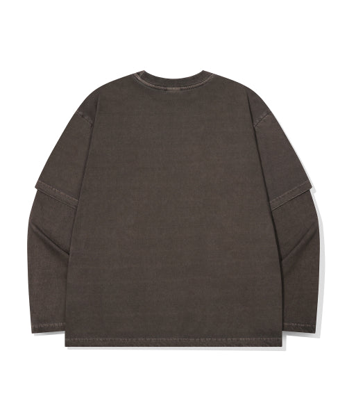 UNI STAR LAYERED PIGMENT LONG SLEEVE - 2 COLORS BROWN