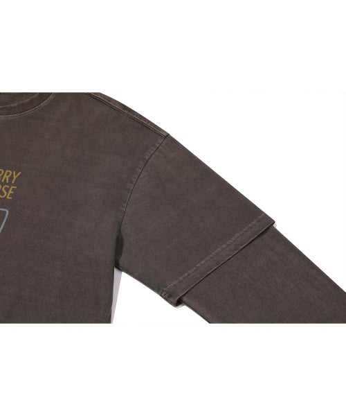 UNI STAR LAYERED PIGMENT LONG SLEEVE - 2 COLORS BROWN