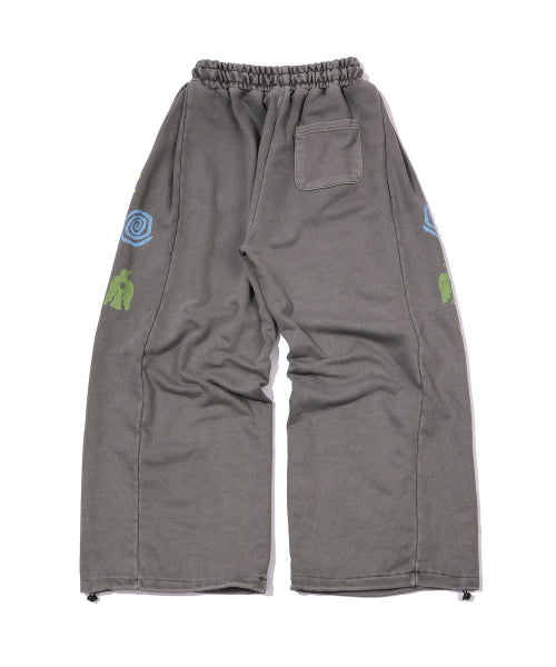 ETHNIC SYMBOL PIGMENT SWEATPANTS - 2 COLORS DARK GREY