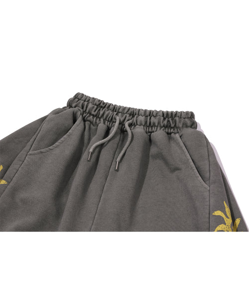 ETHNIC SYMBOL PIGMENT SWEATPANTS - 2 COLORS DARK GREY