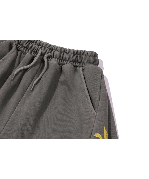 ETHNIC SYMBOL PIGMENT SWEATPANTS - 2 COLORS DARK GREY