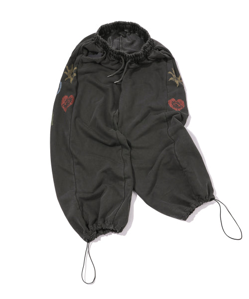 ETHNIC SYMBOL PIGMENT SWEATPANTS - 2 COLORS SMOKE BLACK