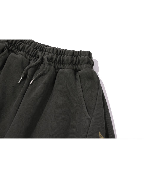 ETHNIC SYMBOL PIGMENT SWEATPANTS - 2 COLORS SMOKE BLACK