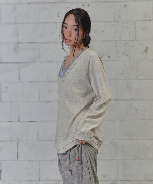 DEEP V-NECK SLUB T-SHIRT AS SHOWN