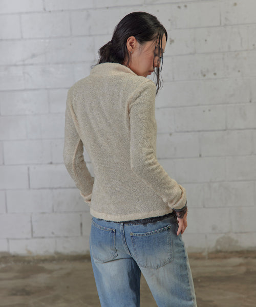 SHEER WOOL HIGH-NECK KNIT AS SHOWN