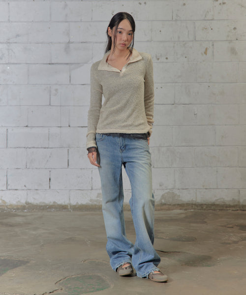 SHEER WOOL HIGH-NECK KNIT AS SHOWN