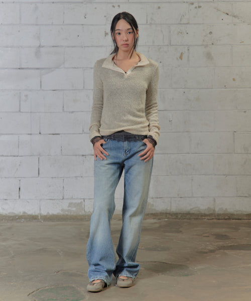 SHEER WOOL HIGH-NECK KNIT AS SHOWN