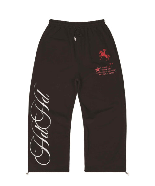 HOODHOOD X HOODGIRLS GRAPHIC WIDE STRING SWEATPANTS - 2 COLORS BLACK