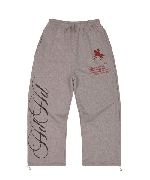 HOODHOOD X HOODGIRLS GRAPHIC WIDE STRING SWEATPANTS - 2 COLORS MELANGE GREY
