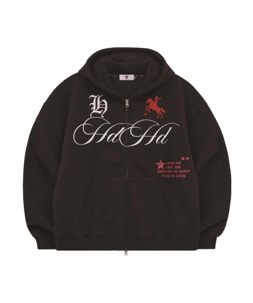 HOODHOOD X HOODGIRLS 88 BACK GRAPHIC STAR HOOD ZIP UP - 2 COLORS BLACK