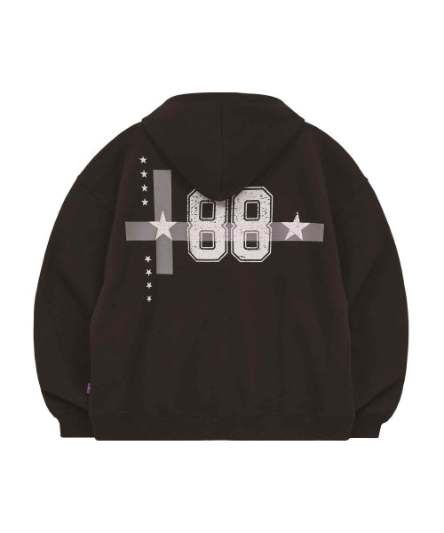 HOODHOOD X HOODGIRLS 88 BACK GRAPHIC STAR HOOD ZIP UP - 2 COLORS BLACK