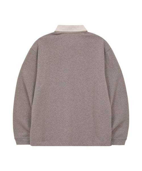 HOODHOOD X HOODGIRLS RUGBY POLO SHIRT LONG SLEEVE - 2 COLORS MELANGE GREY