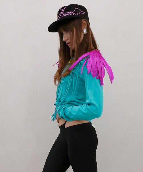 FRINGE SLEEVE TEE MIAMI MIAMI BLUE