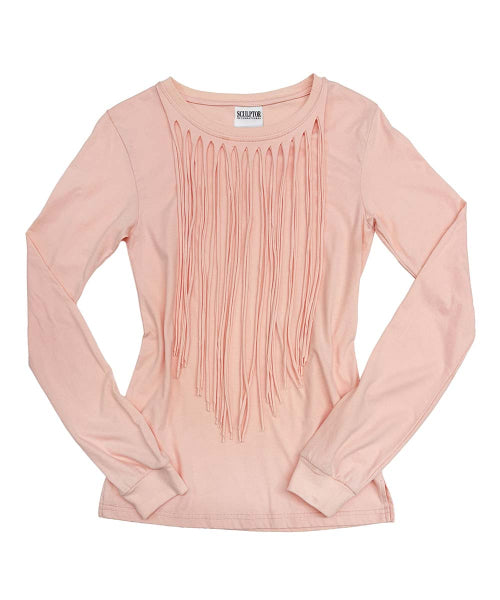 FRINGE SLEEVE TEE STONE AS SHOWN