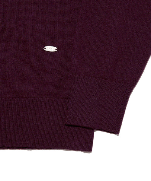 WOMEN COTTON CASHMERE V-NECK KNIT - 2 COLORS PURPLE