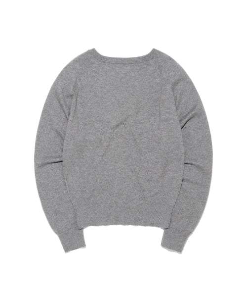 WOMEN COTTON CASHMERE V-NECK KNIT - 2 COLORS GREY