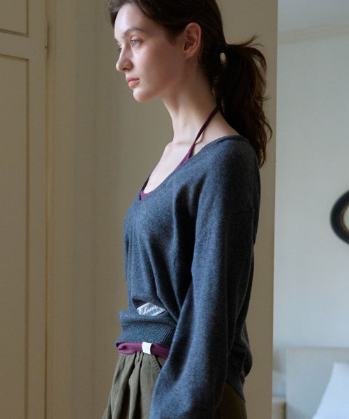 LUEN DEEP V-NECK KNIT - 3 COLORS CHARCOAL