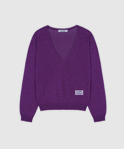 LUEN DEEP V-NECK KNIT - 3 COLORS PURPLE