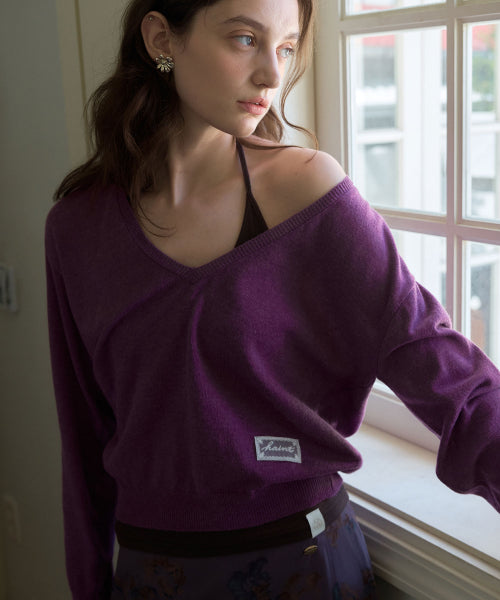 LUEN DEEP V-NECK KNIT - 3 COLORS PURPLE