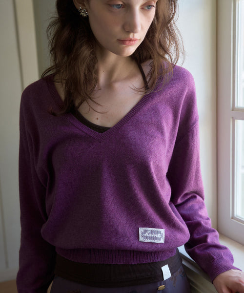 LUEN DEEP V-NECK KNIT - 3 COLORS PURPLE