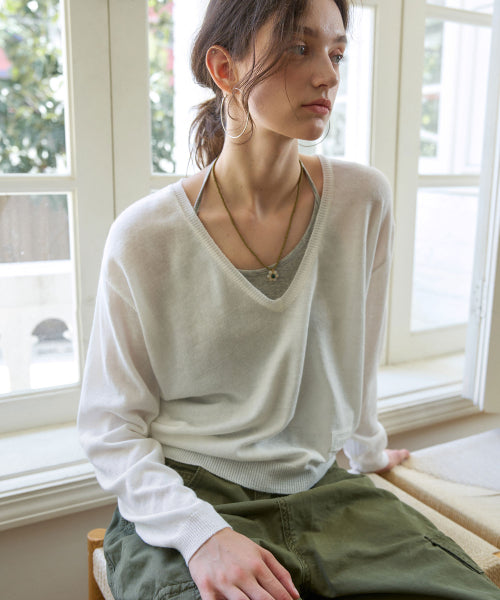 LUEN DEEP V-NECK KNIT - 3 COLORS IVORY