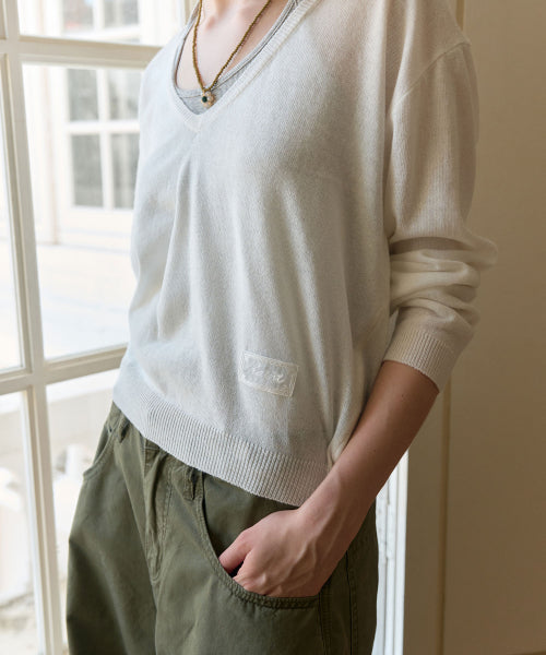 LUEN DEEP V-NECK KNIT - 3 COLORS IVORY