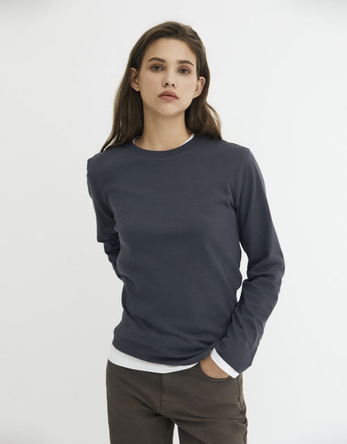 PERFECT BASIC LONG SLEEVE TEE - 9 COLORS BROWN
