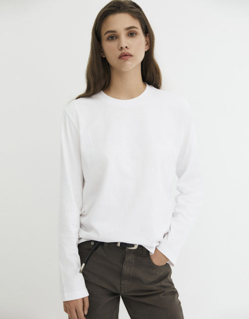 PERFECT BASIC LONG SLEEVE TEE - 9 COLORS BROWN