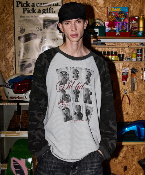 ALIEN RAGLAN CAMO LONG SLEEVE TEE - 2 COLORS GREY