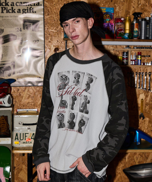 ALIEN RAGLAN CAMO LONG SLEEVE TEE - 2 COLORS GREY