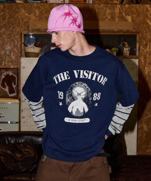 THE VISITOR STRIPE LAYERED LONG SLEEVE - 2 COLORS NAVY