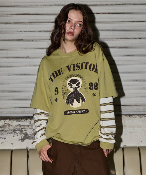 THE VISITOR STRIPE LAYERED LONG SLEEVE - 2 COLORS GREEN