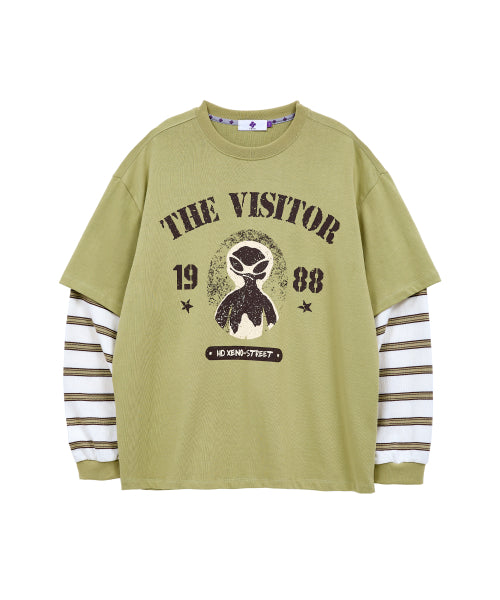 THE VISITOR STRIPE LAYERED LONG SLEEVE - 2 COLORS GREEN