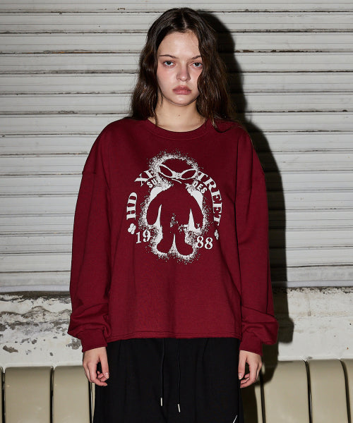 ALIEN CUT OFF SWEATSHIRT - 2 COLORS BURGUNDY