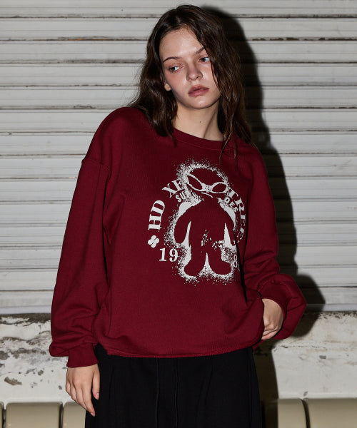 ALIEN CUT OFF SWEATSHIRT - 2 COLORS BURGUNDY