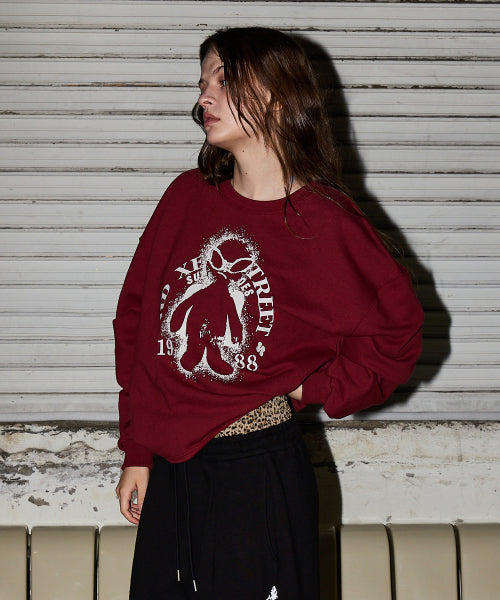 ALIEN CUT OFF SWEATSHIRT - 2 COLORS BURGUNDY