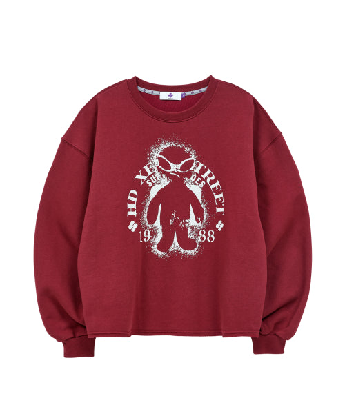 ALIEN CUT OFF SWEATSHIRT - 2 COLORS BURGUNDY