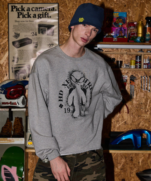 ALIEN CUT OFF SWEATSHIRT - 2 COLORS MELANGE GREY