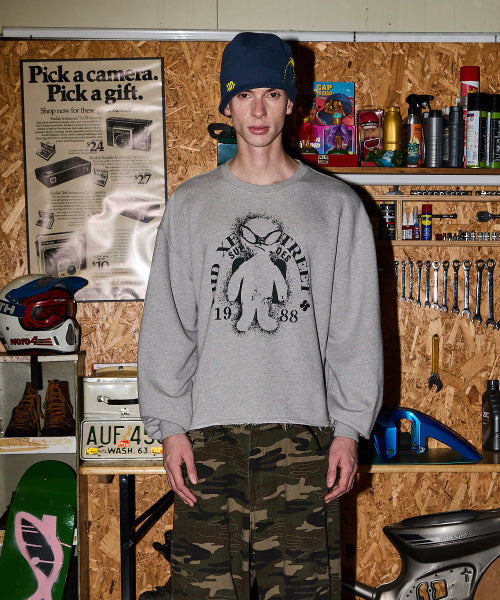 ALIEN CUT OFF SWEATSHIRT - 2 COLORS MELANGE GREY