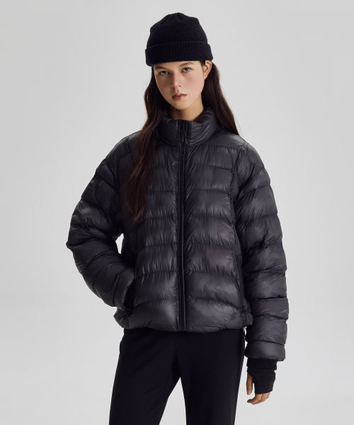 FLYING 77 SUPERLIGHT STAND NECK LIGHTWEIGHT PADDED JACKET - 4 COLORS BLACK