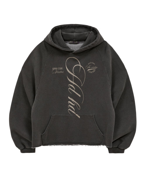 PIGMENT CUT OFF RAGLAN HOODIE - 2 COLORS CHARCOAL