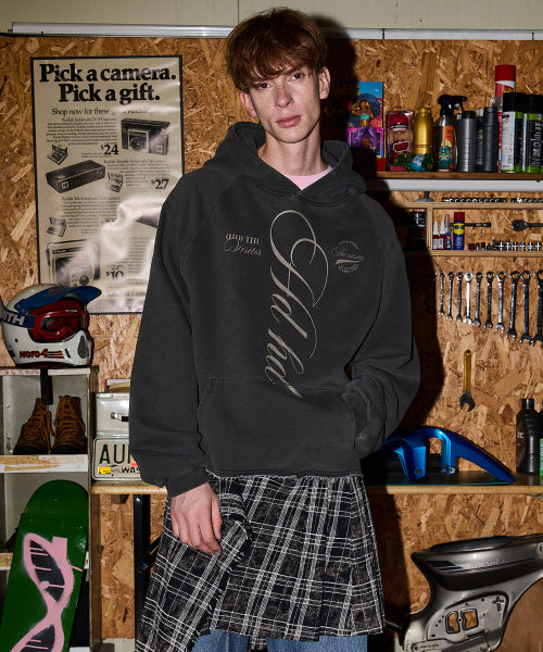 PIGMENT CUT OFF RAGLAN HOODIE - 2 COLORS CHARCOAL