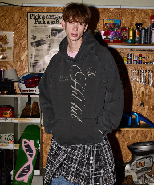 PIGMENT CUT OFF RAGLAN HOODIE - 2 COLORS CHARCOAL