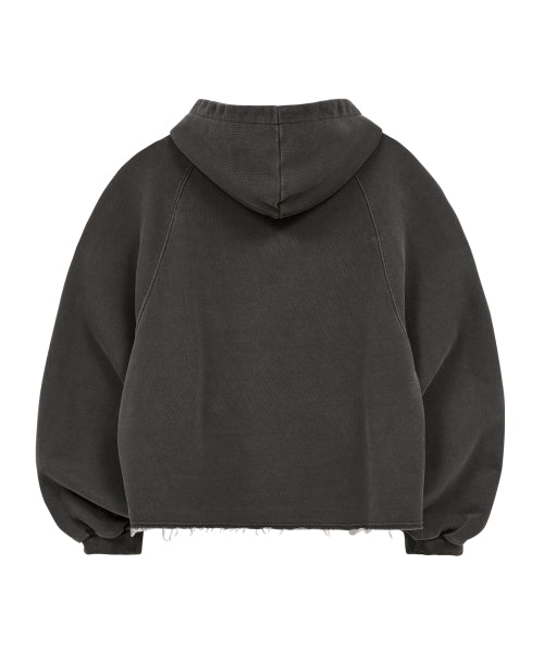 PIGMENT CUT OFF RAGLAN HOODIE - 2 COLORS CHARCOAL