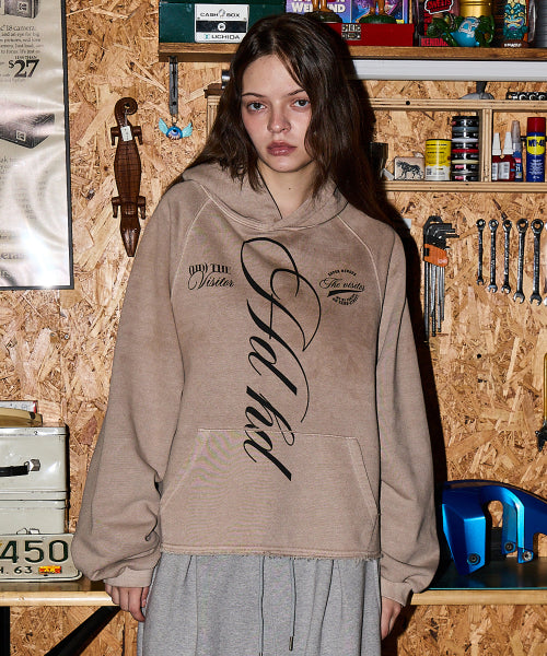 PIGMENT CUT OFF RAGLAN HOODIE - 2 COLORS BEIGE