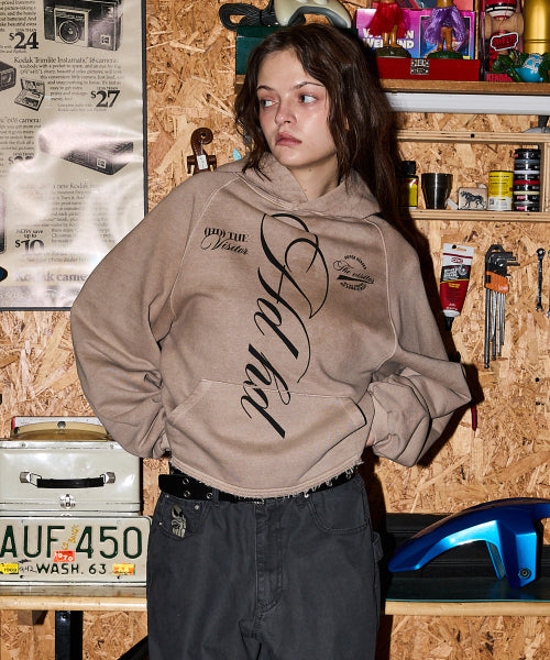PIGMENT CUT OFF RAGLAN HOODIE - 2 COLORS BEIGE