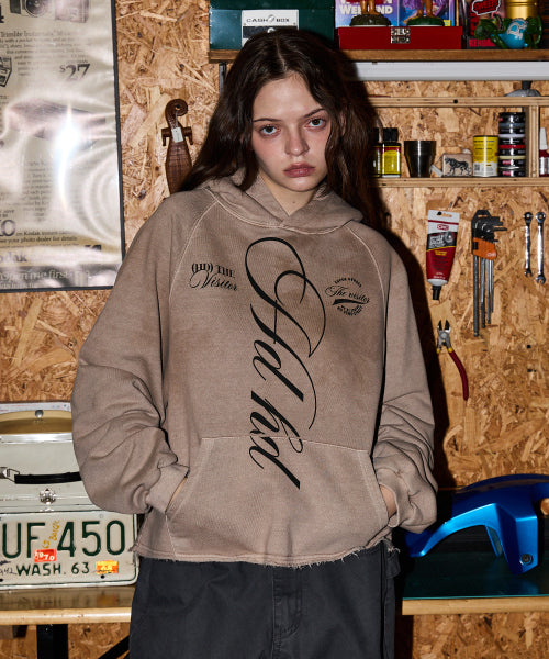 PIGMENT CUT OFF RAGLAN HOODIE - 2 COLORS BEIGE